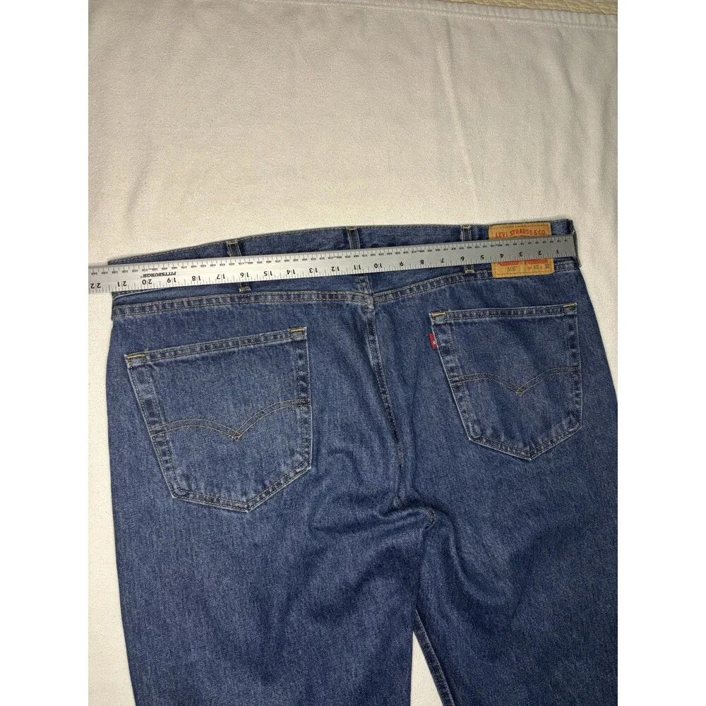 Levi's 505 Regular Fit Jeans Mens 42x32 Blue‎ Excellent Straight Leg Denim